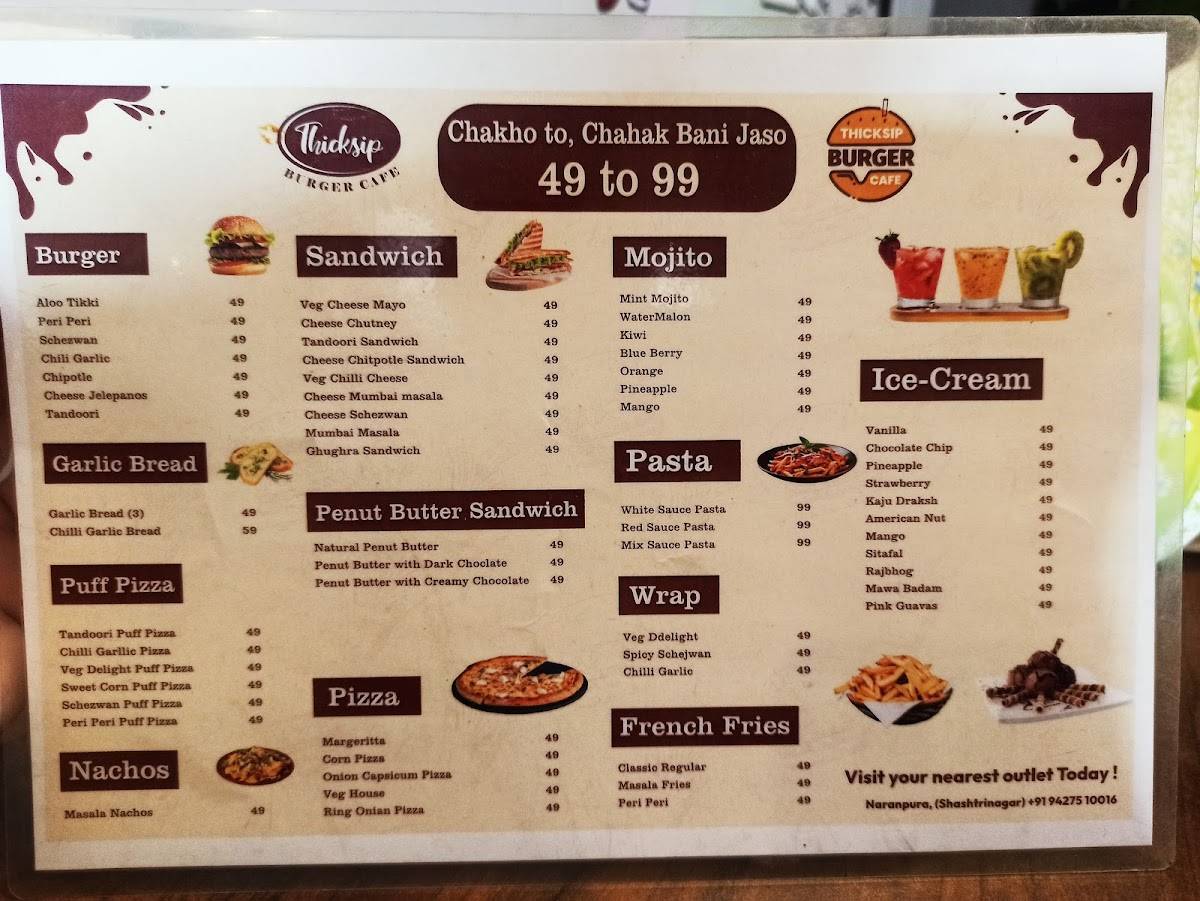 Thicksip - Gandhinagar menu
