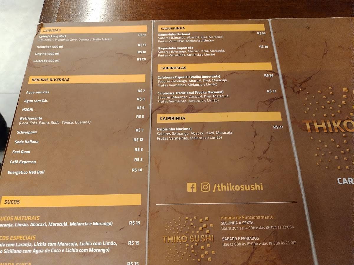 Thikô Sushi cardápio