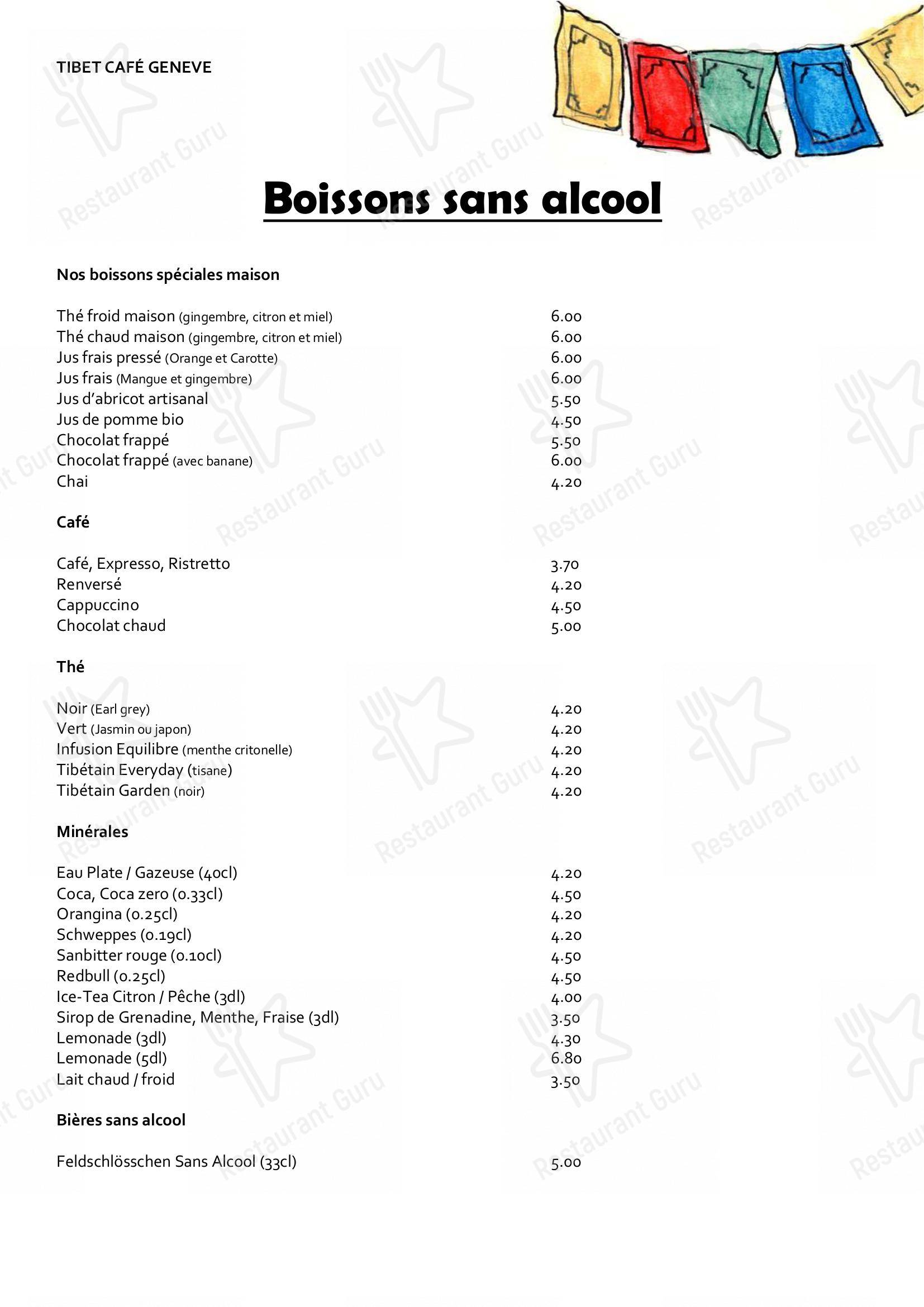 Menu di Tibet Café - Menu bar