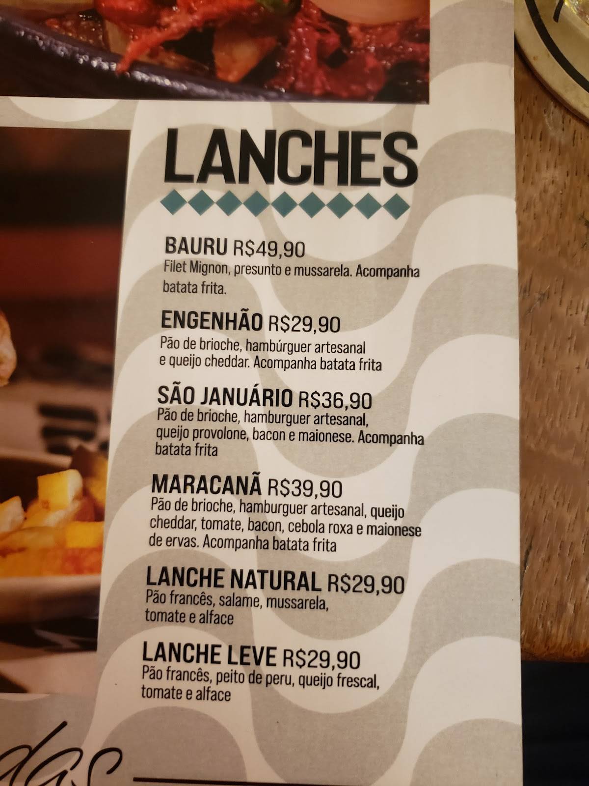 Tijuca Restaurante & Bar cardápio