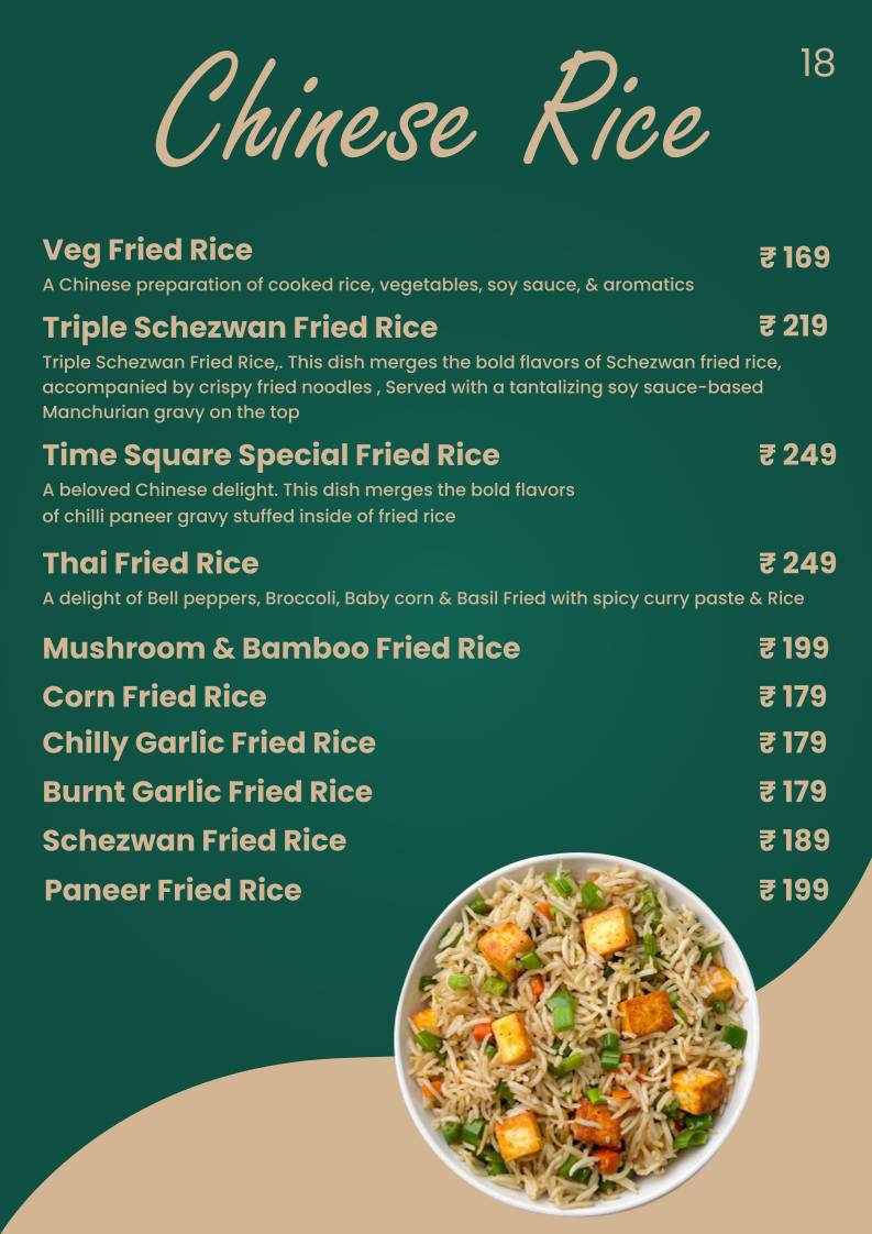 TimeSquare Cafe menu