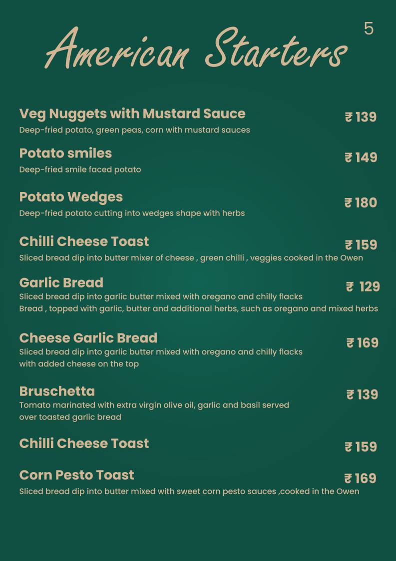 TimeSquare Cafe menu
