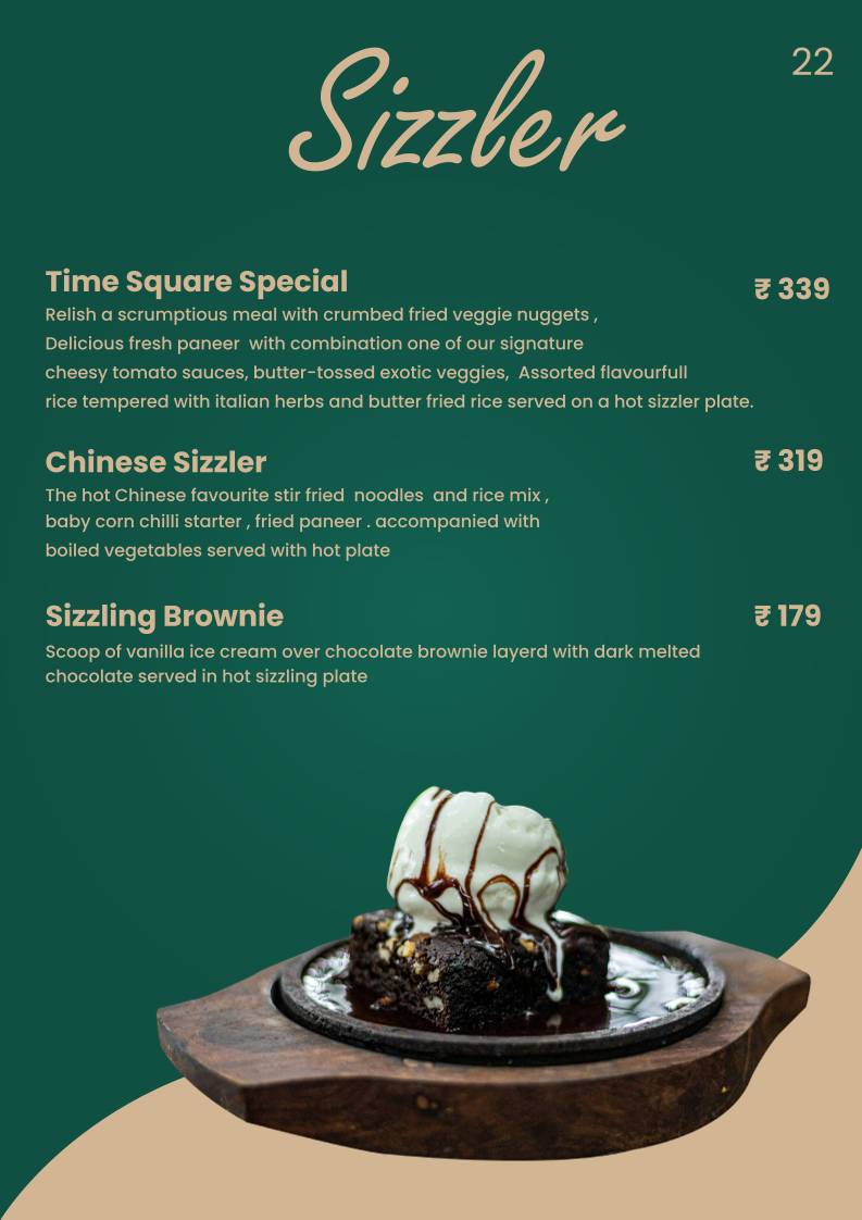 TimeSquare Cafe menu
