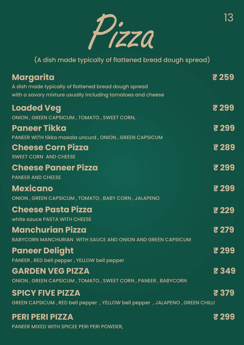 TimeSquare Cafe menu