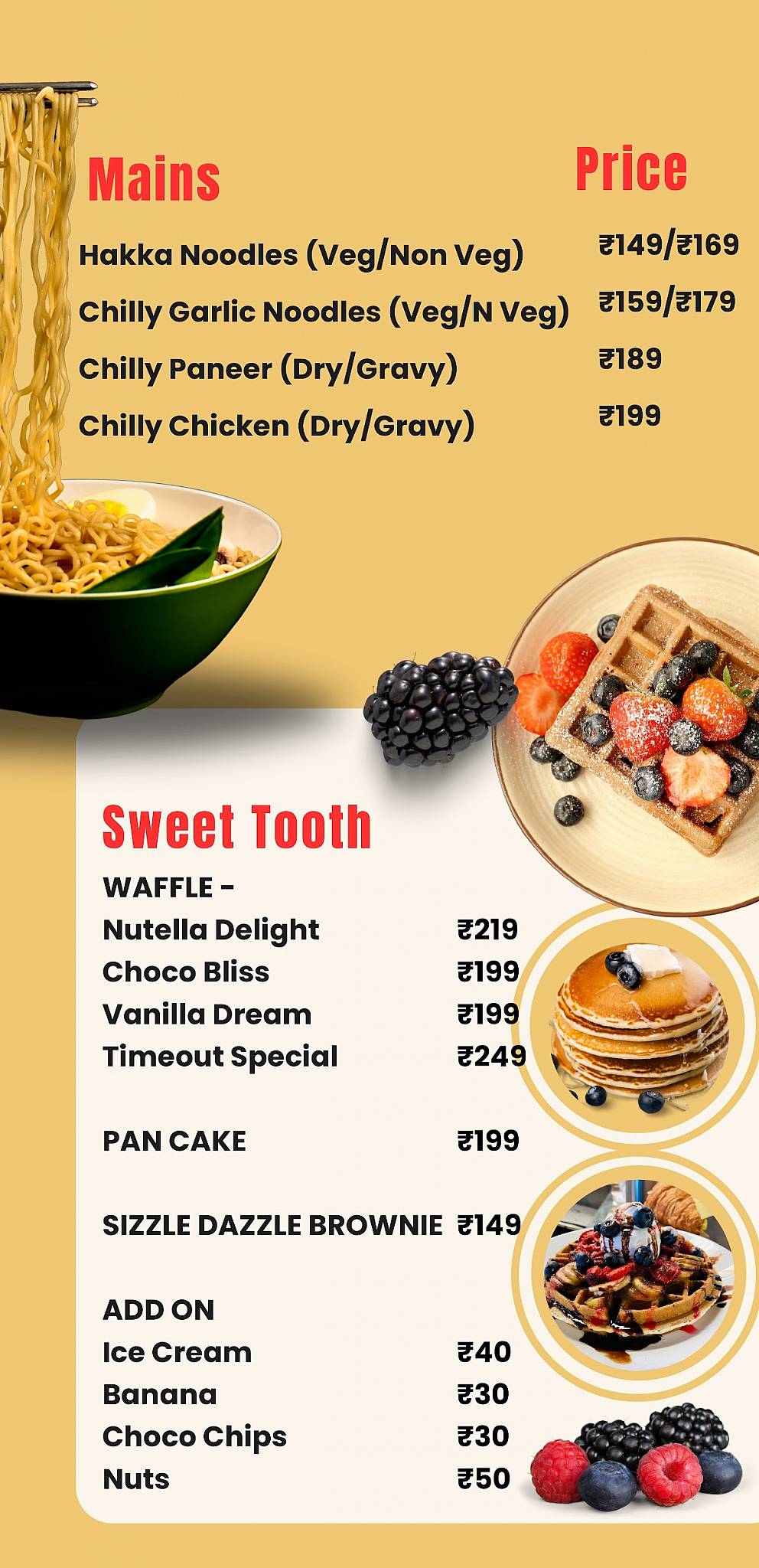 Timeout Gaming Cafe menu