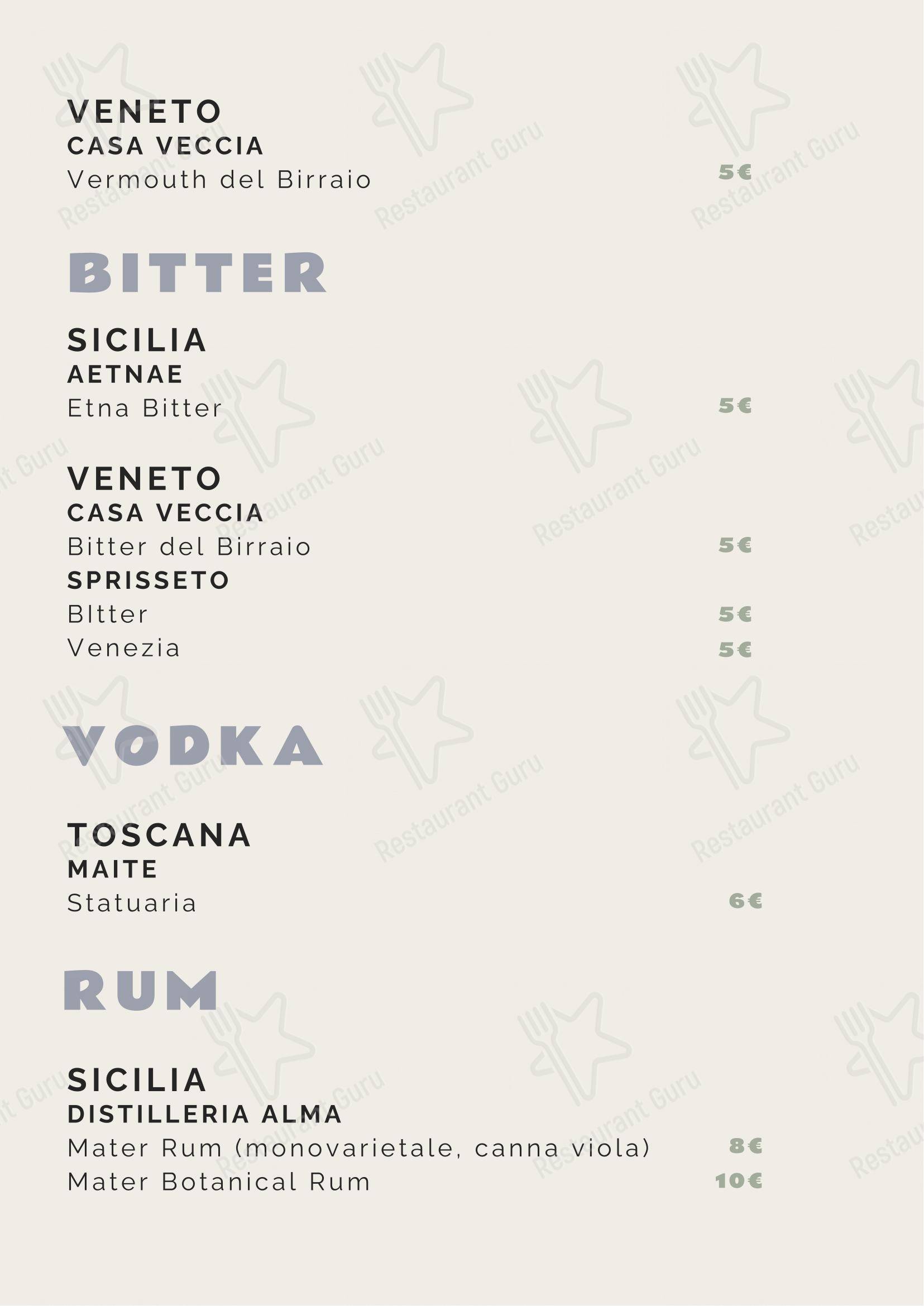 Tipico 20 in Roma - Menu bar
