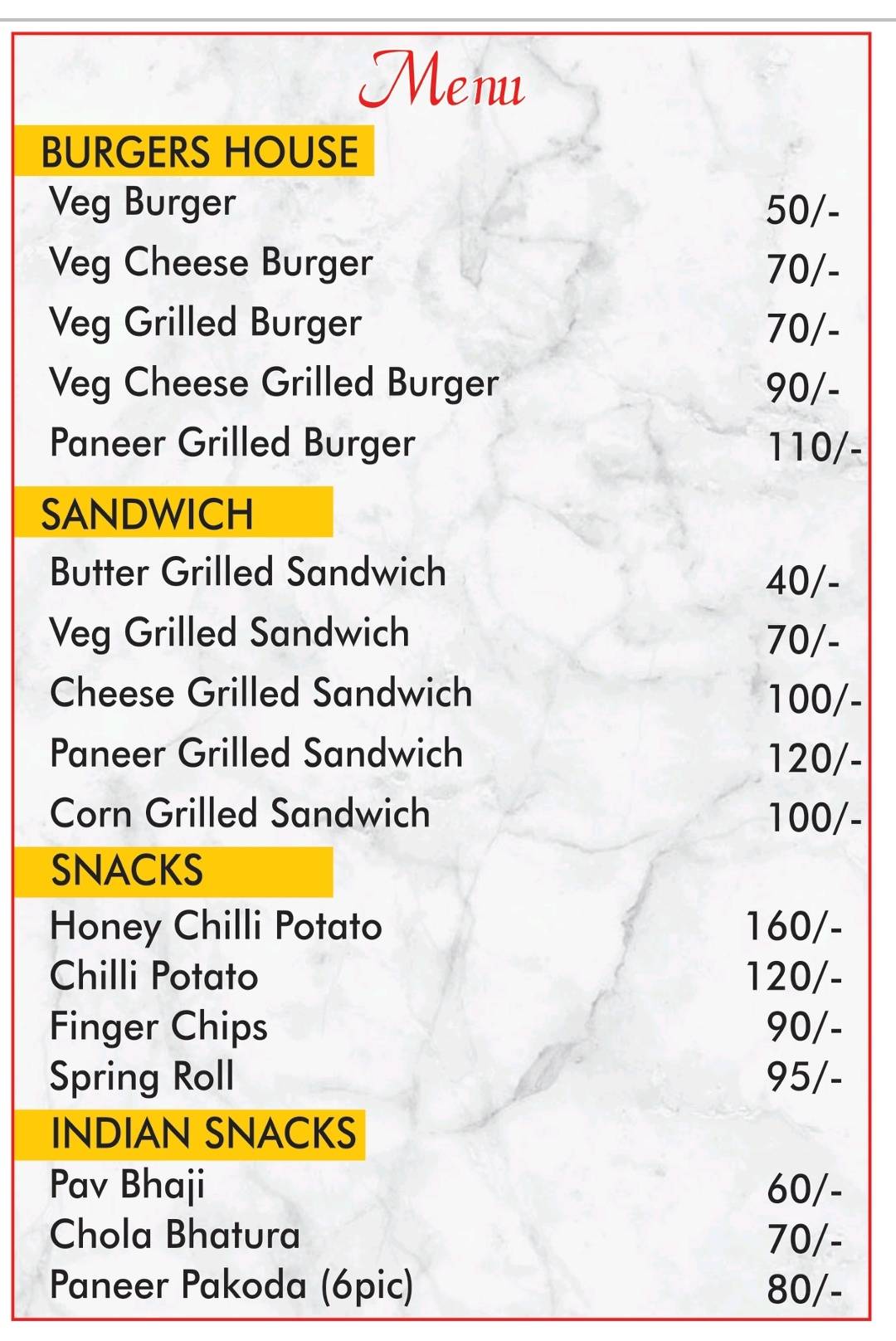 Tipsy Topsy The Lounge menu