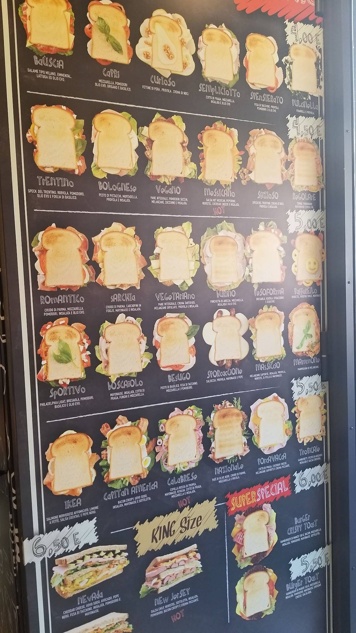 Menu di Toastamore 