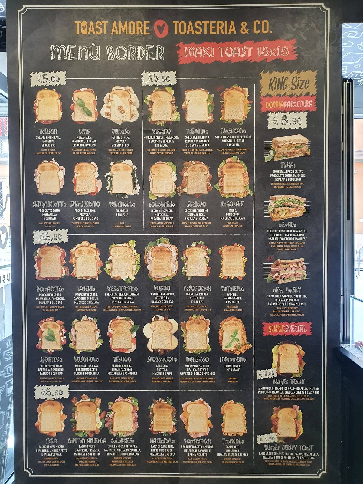 Menu di Toastamore 