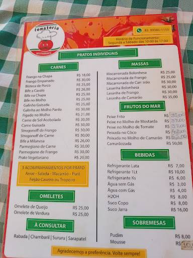 Tomateria Restaurante cardápio