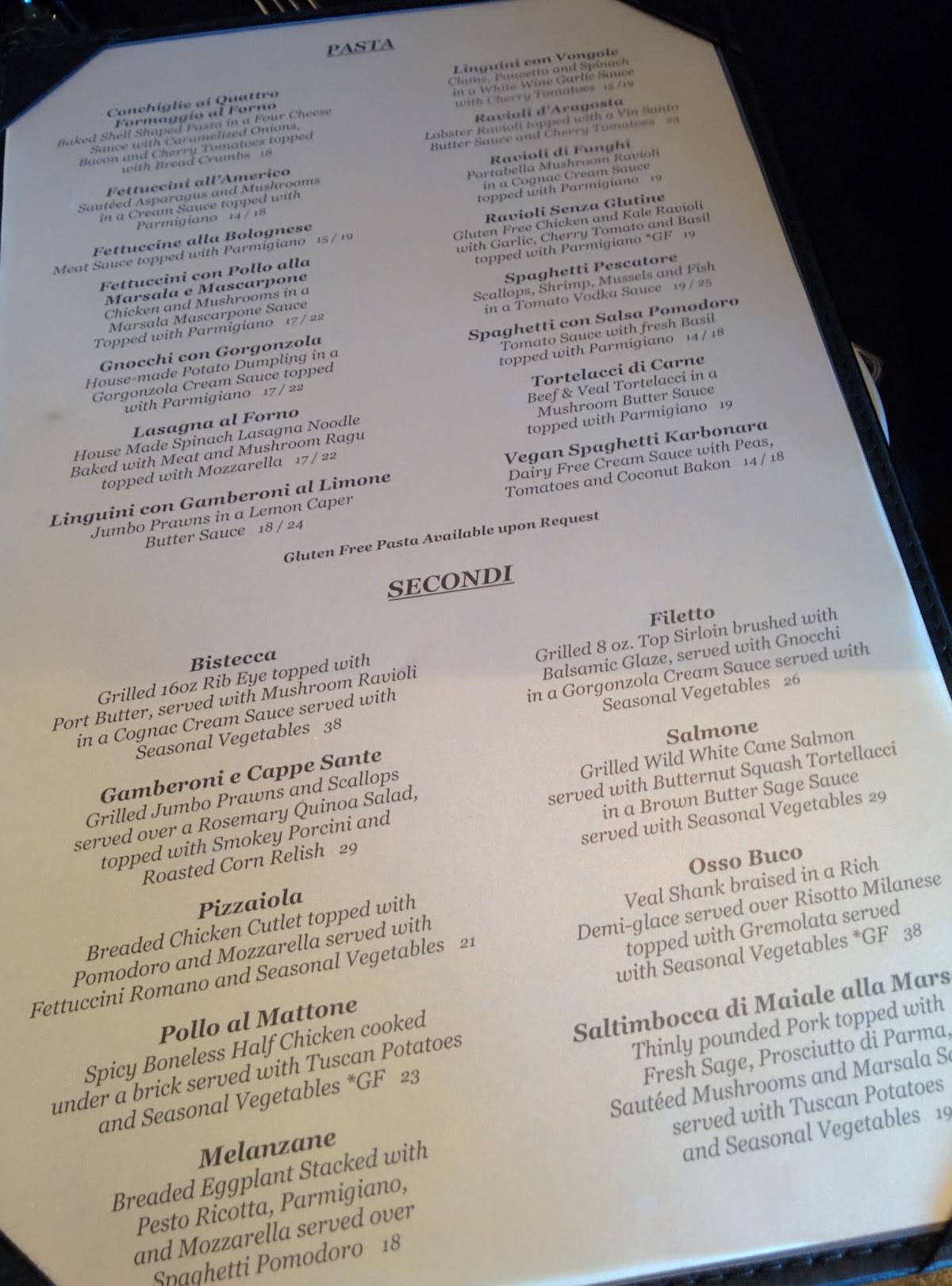 Menu at Tony's On the Lake pub & bar, Coeur d'Alene, E Coeur D'Alene