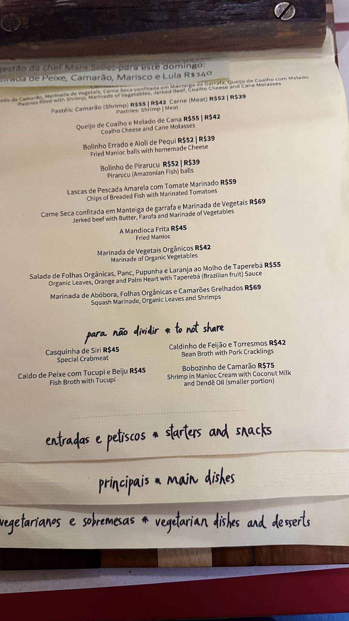 Tordesilhas cardápio