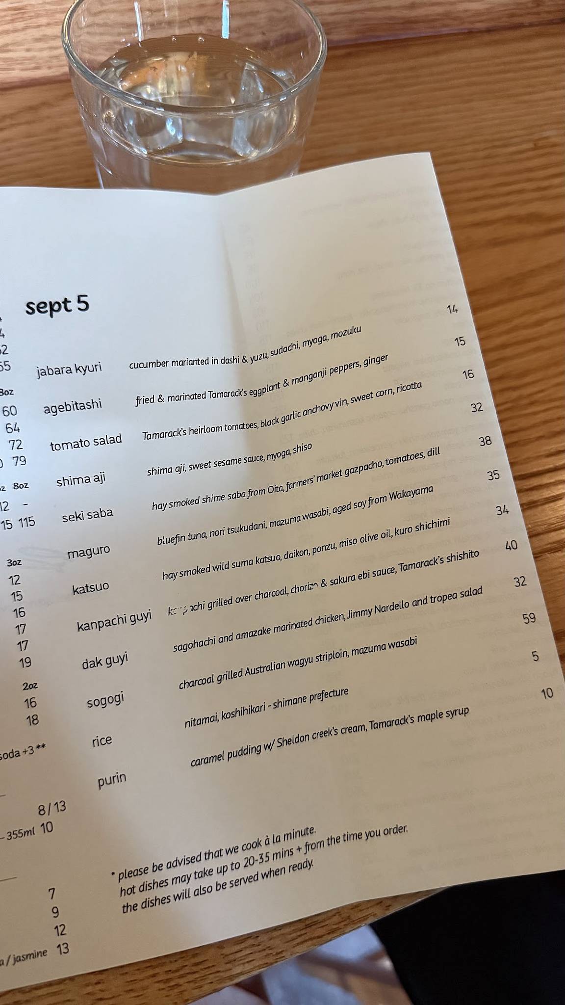 Menu de Mhel