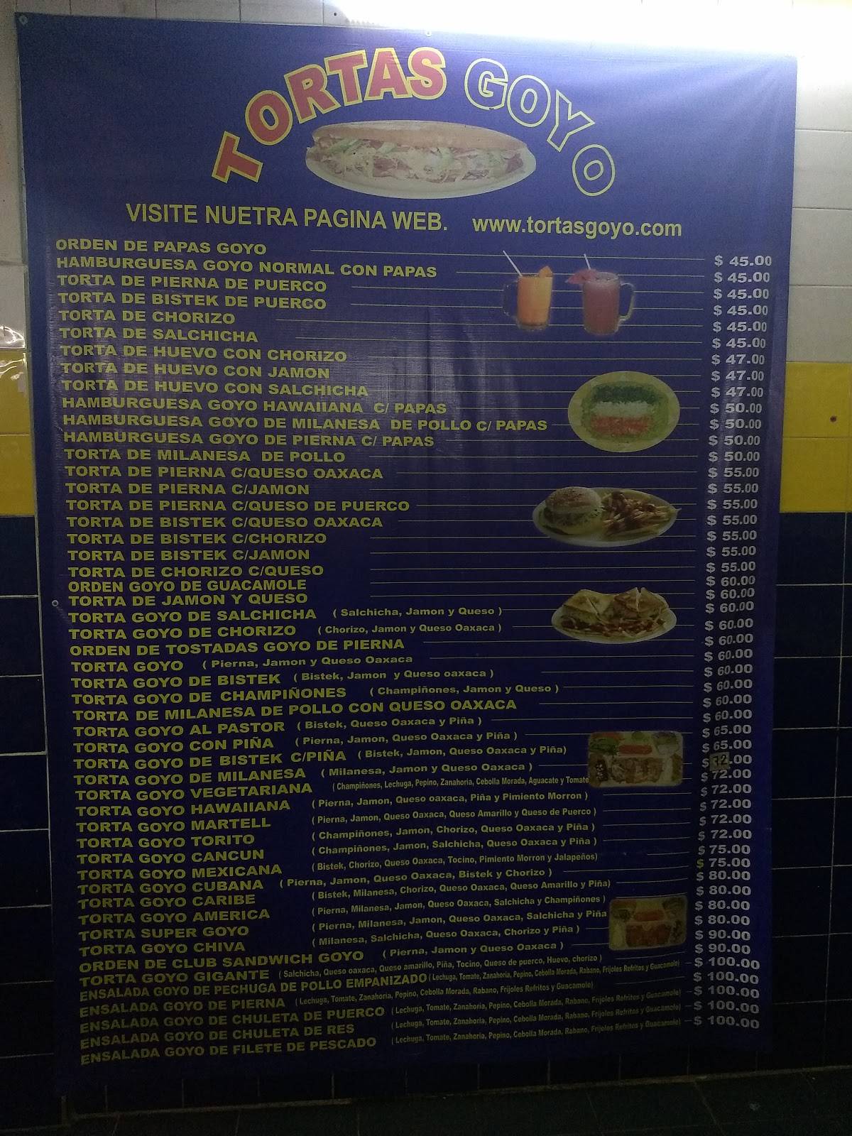 Carta Del Restaurante Tortas Goyo Cancún Av 137 Mza 96 Lote17