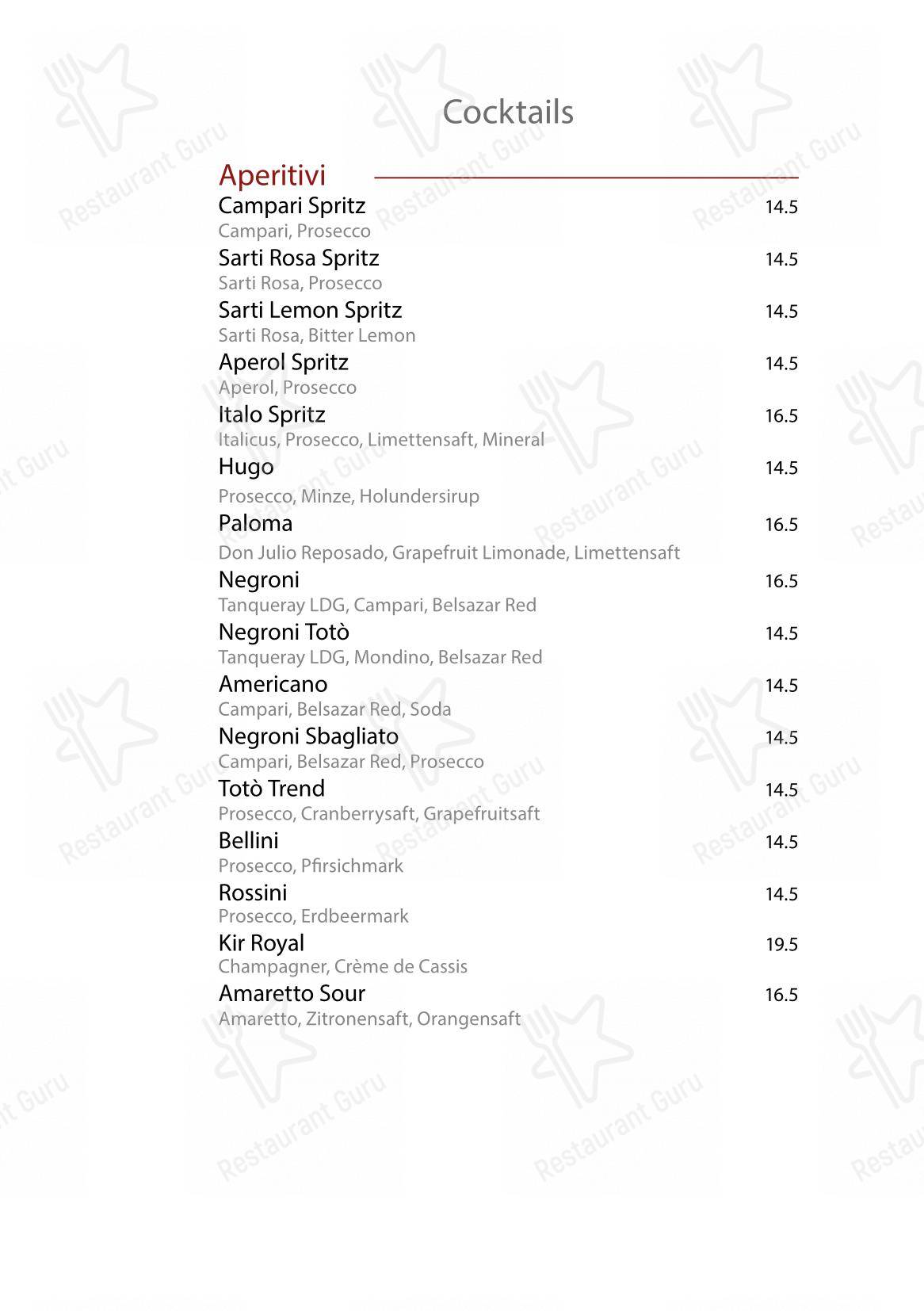 Крафт меню per Totò ristorante