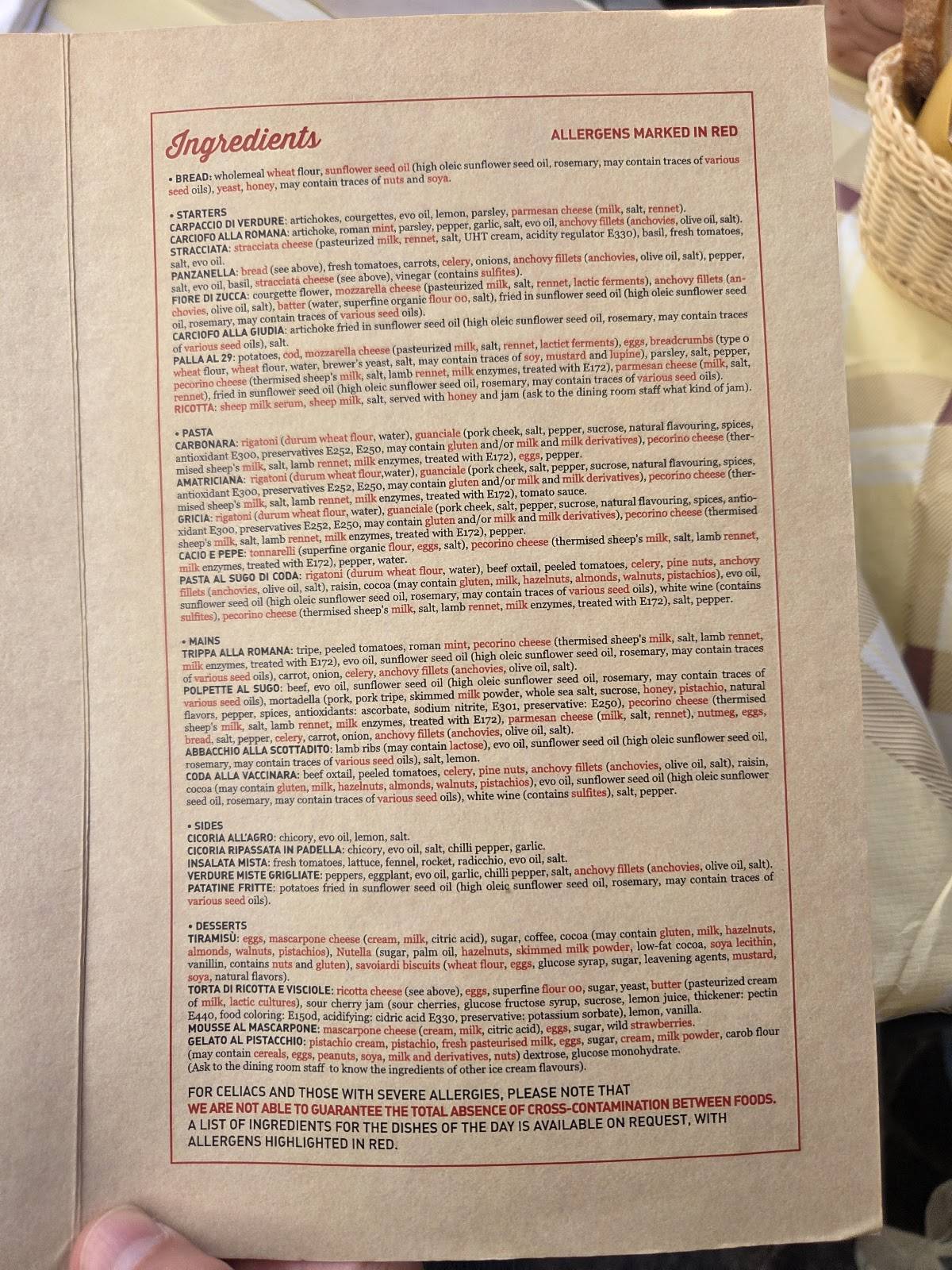Menu di Trattoria Da Enzo 