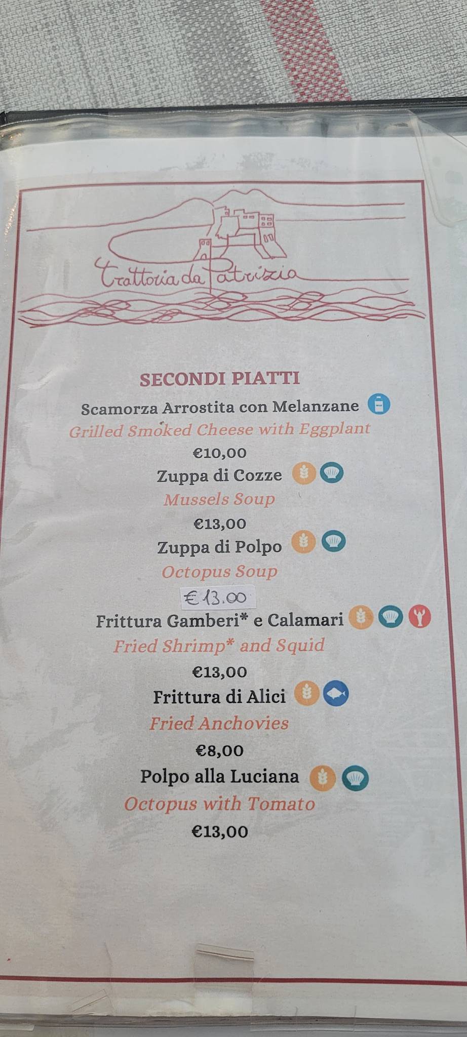 Menu di Trattoria Da Patrizia 
