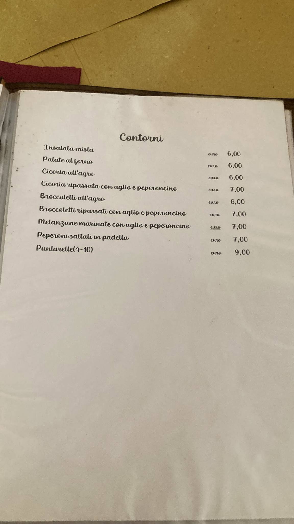 Menu di Trattoria Da Teo 