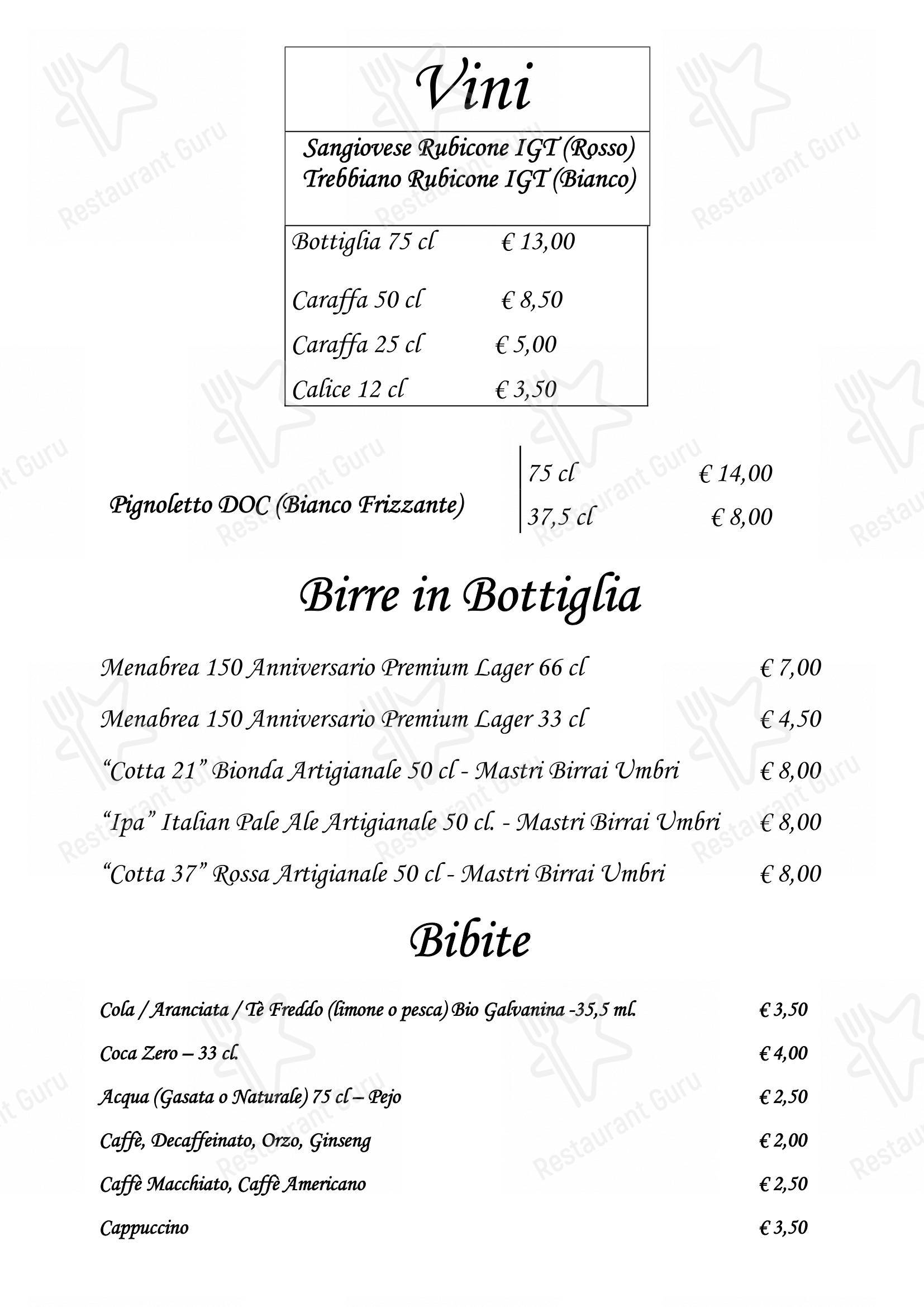 Menu bar per Trattoria La Rustica in Ravenna
