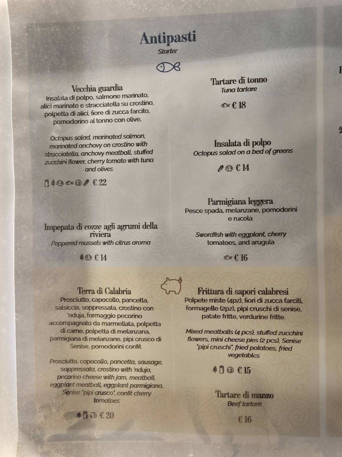 Menu di Vecchia Guardia 