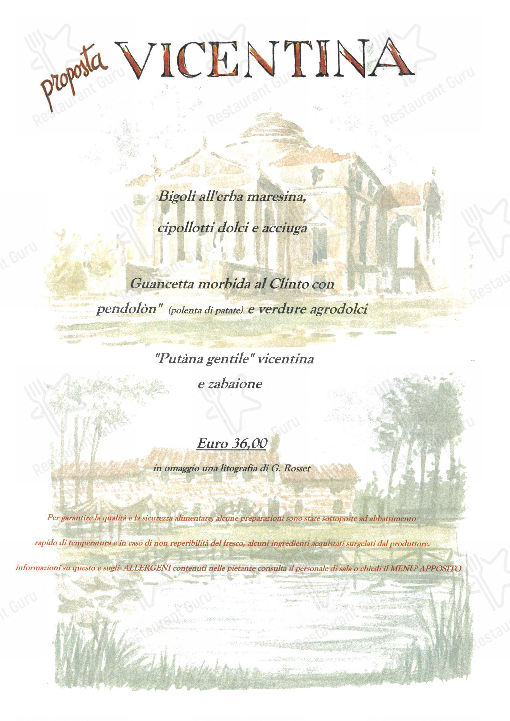 Trattoria Molin Vecio in Caldogno - Menu bar