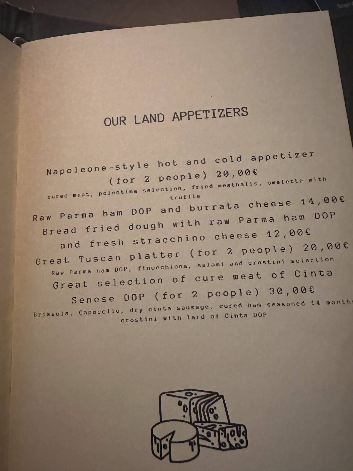 Menu di Trattoria Napoleone 