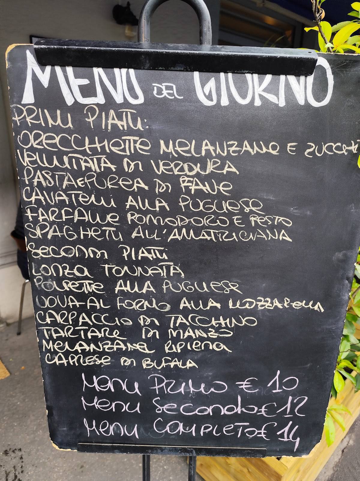 Menu di Trattoria Pinocchio Milano 