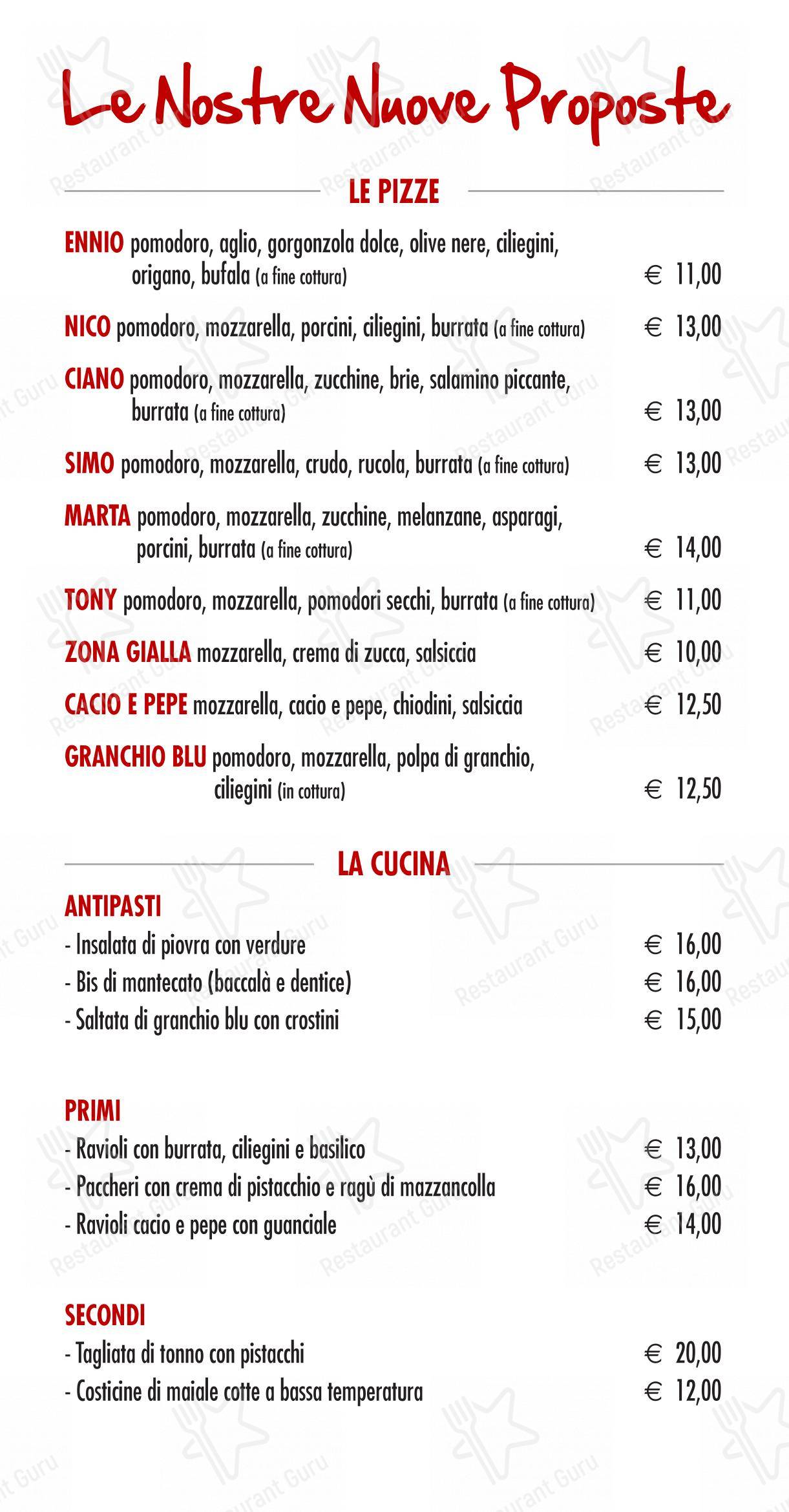 Основное меню per Trattoria Pizzeria da Piero in Venezia