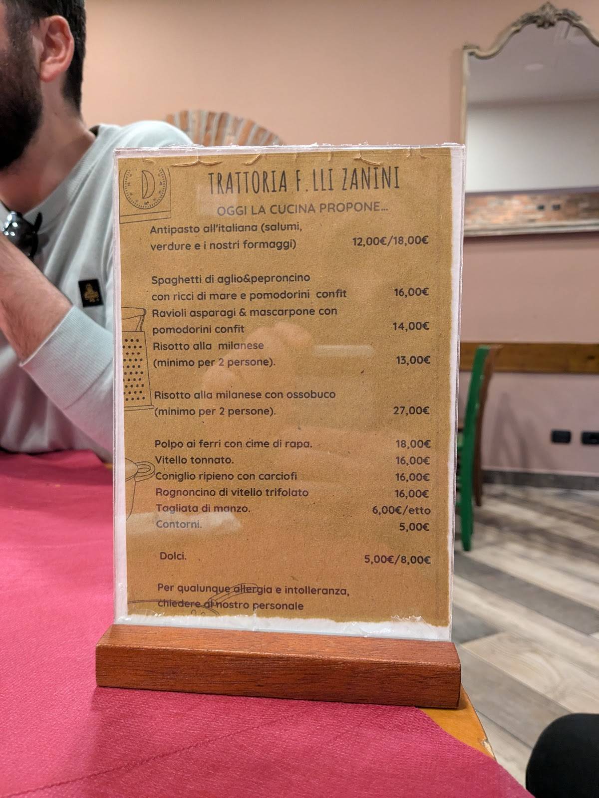Menu di Trattoria Zanini 