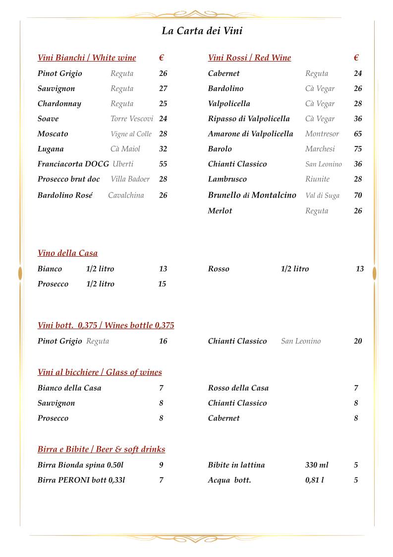 Menu di Trattoria da Rino 