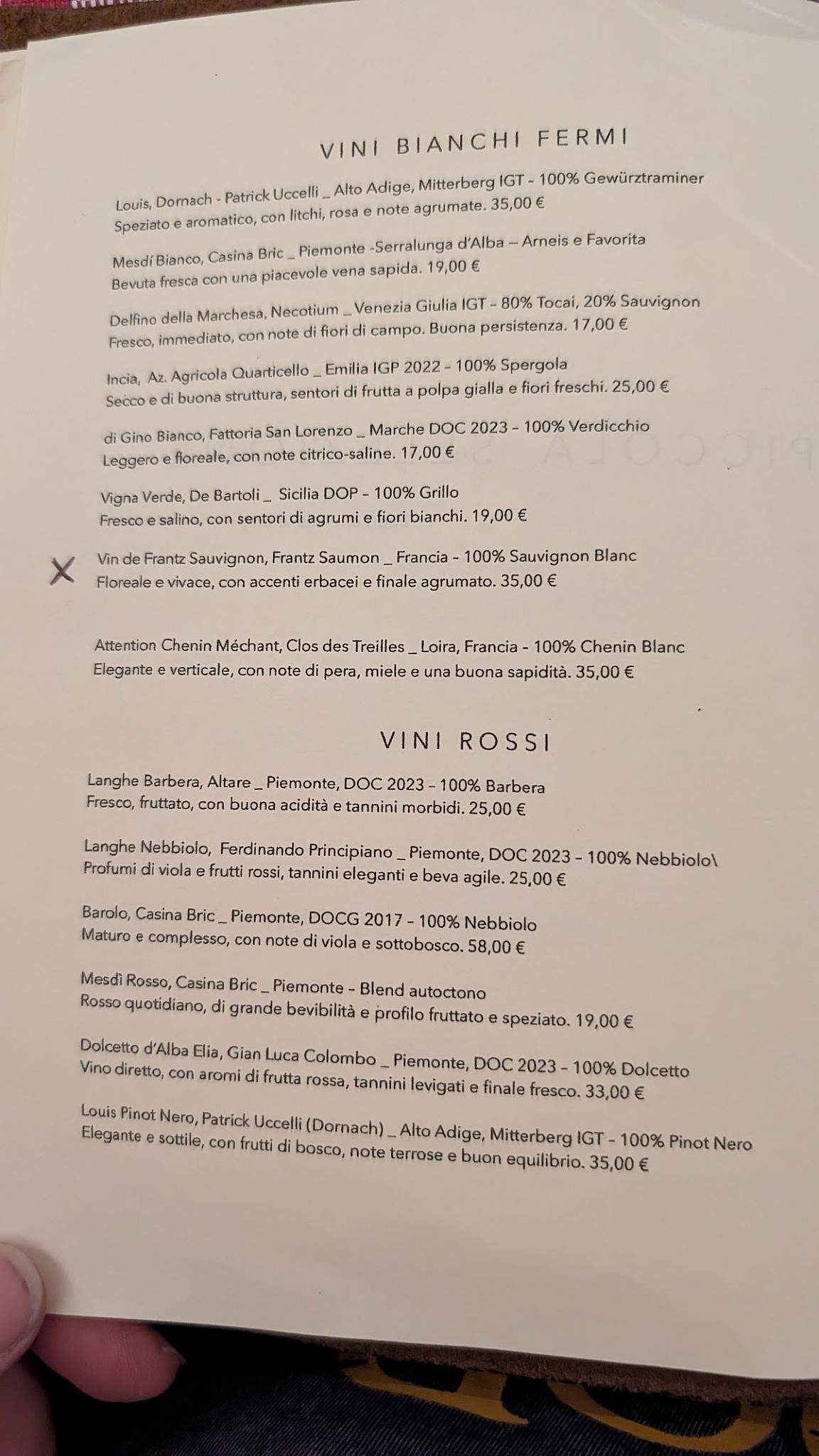 Menu di Trattoria dai Mugnai 