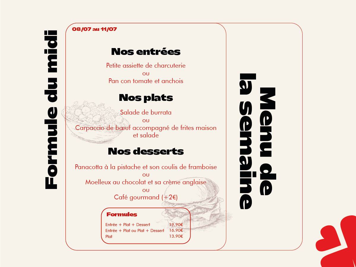 Menu de Trèfle Rouge