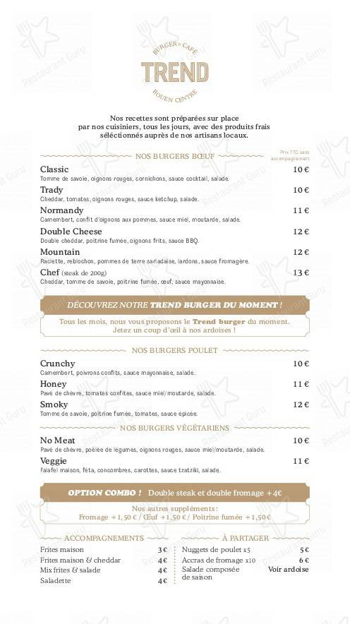 Menu pour Mon Amour - repas et boissons