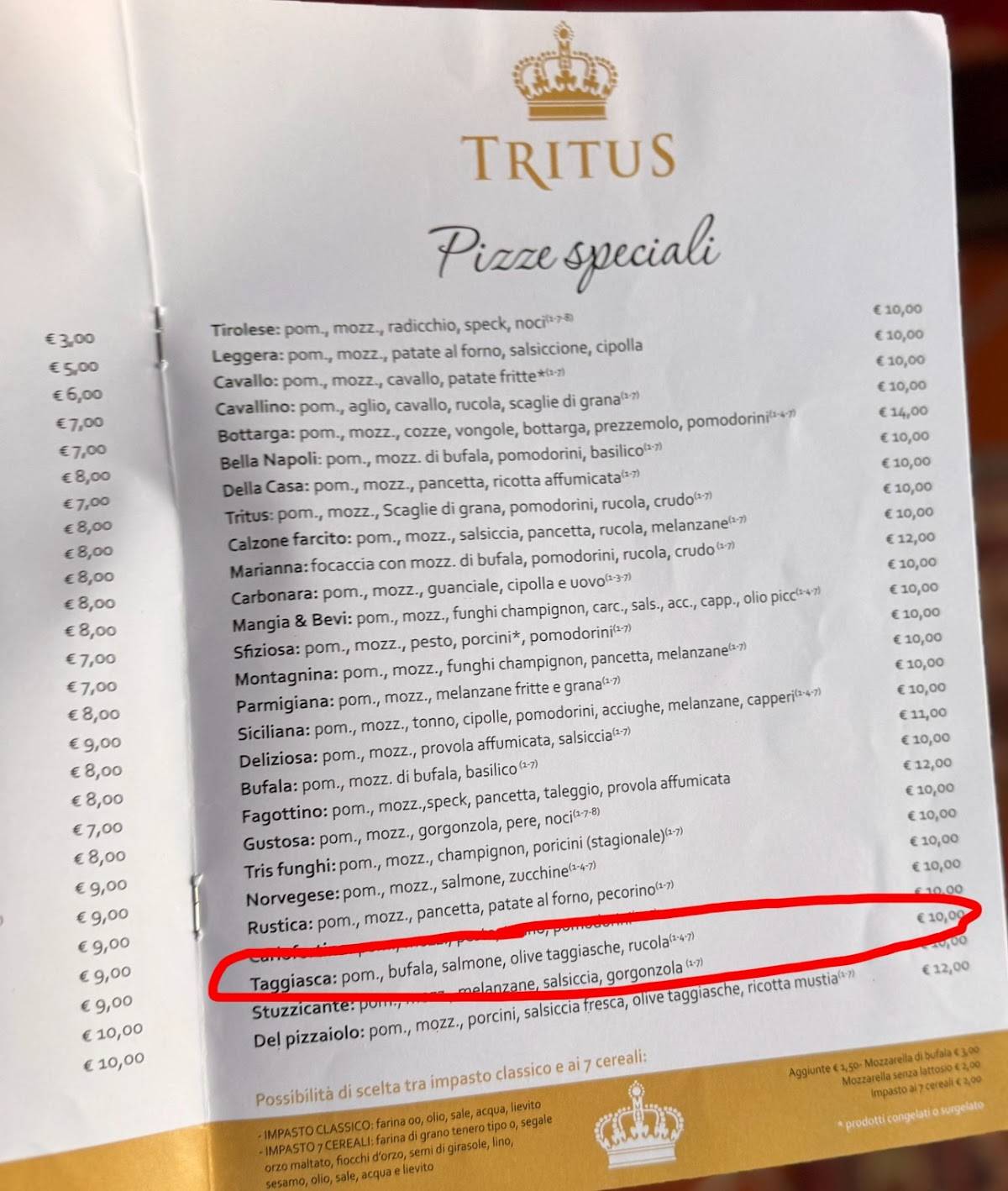 Menu di TRITUS 