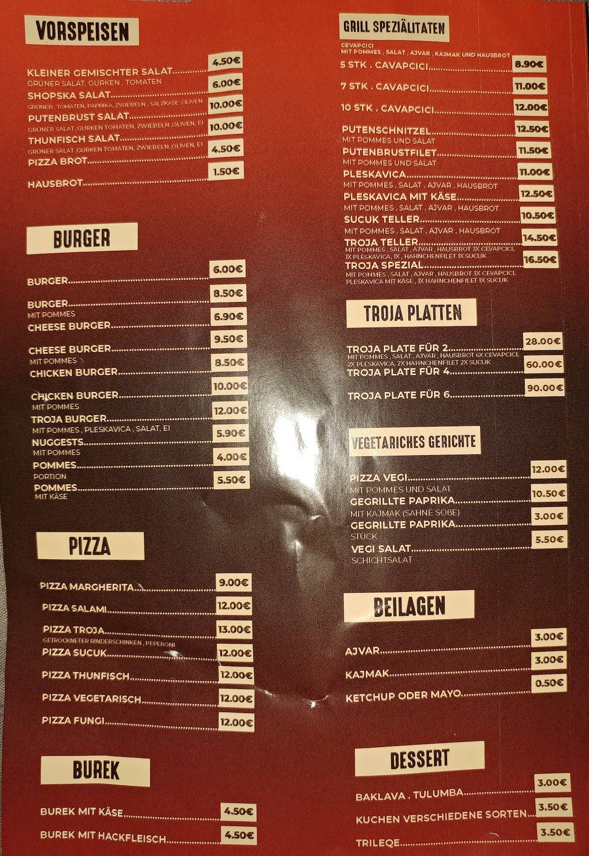 Troja Grill Boblingen Menu