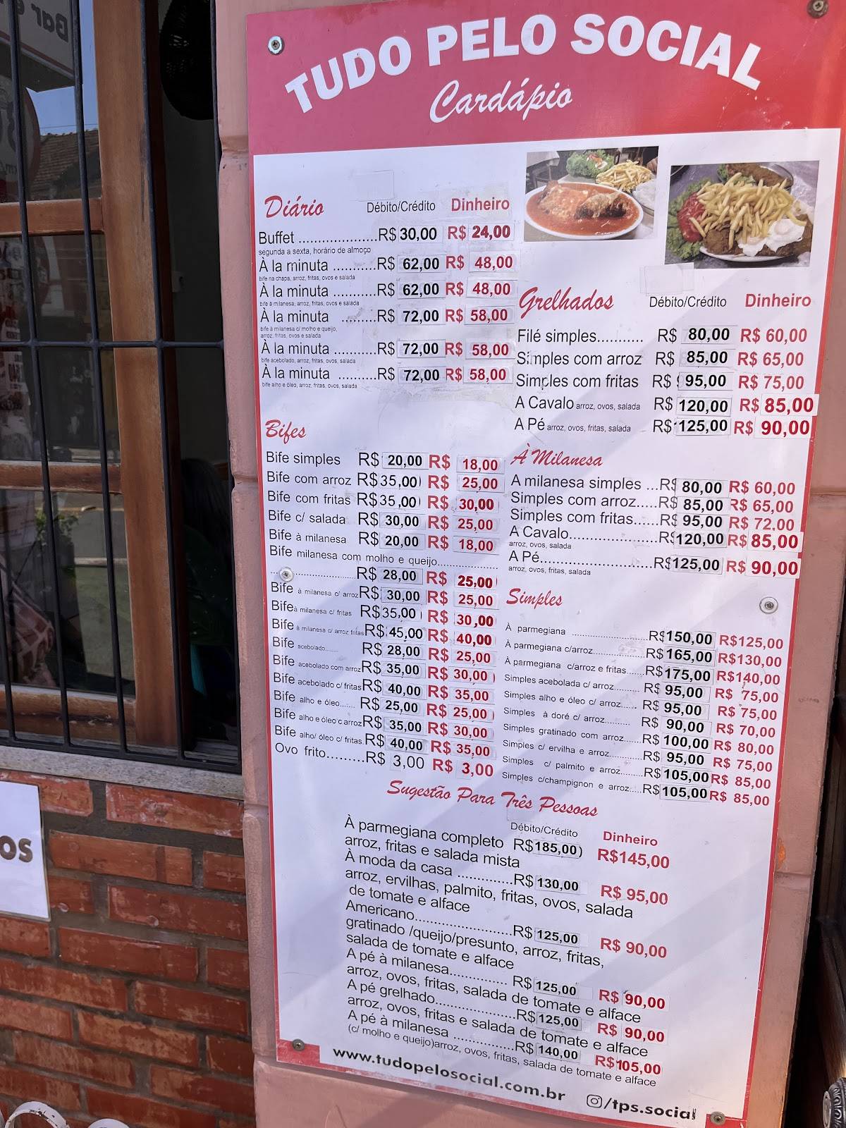 Tudo Pelo Social cardápio