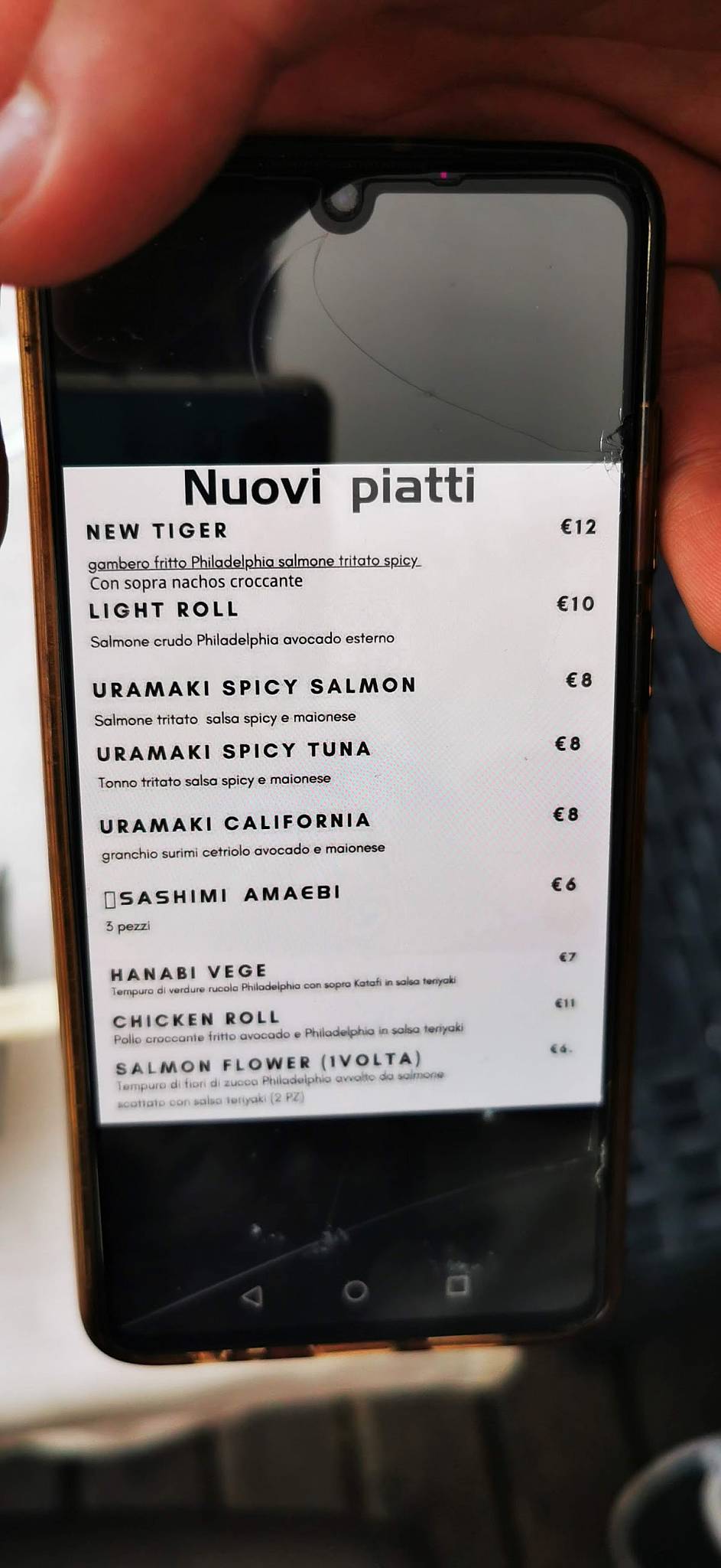 Menu di Hanabi Sushi 