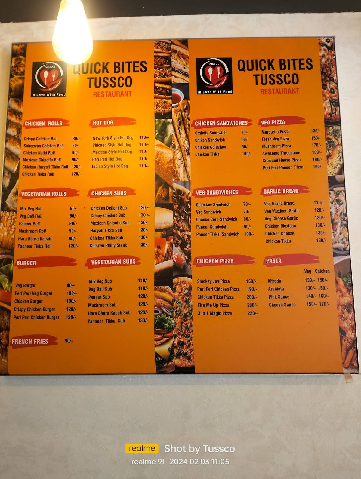 Tussco menu