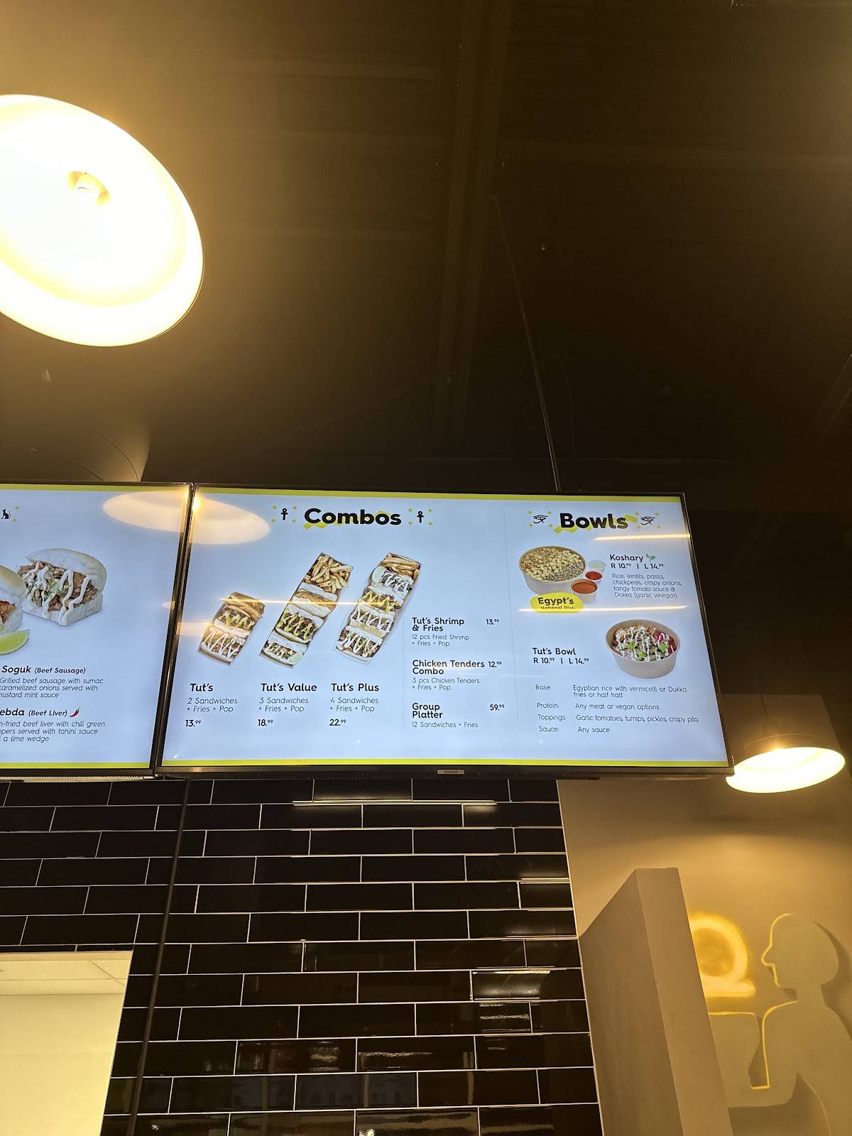 Menu at Tut’s Egyptian Street Food restaurant, Ottawa