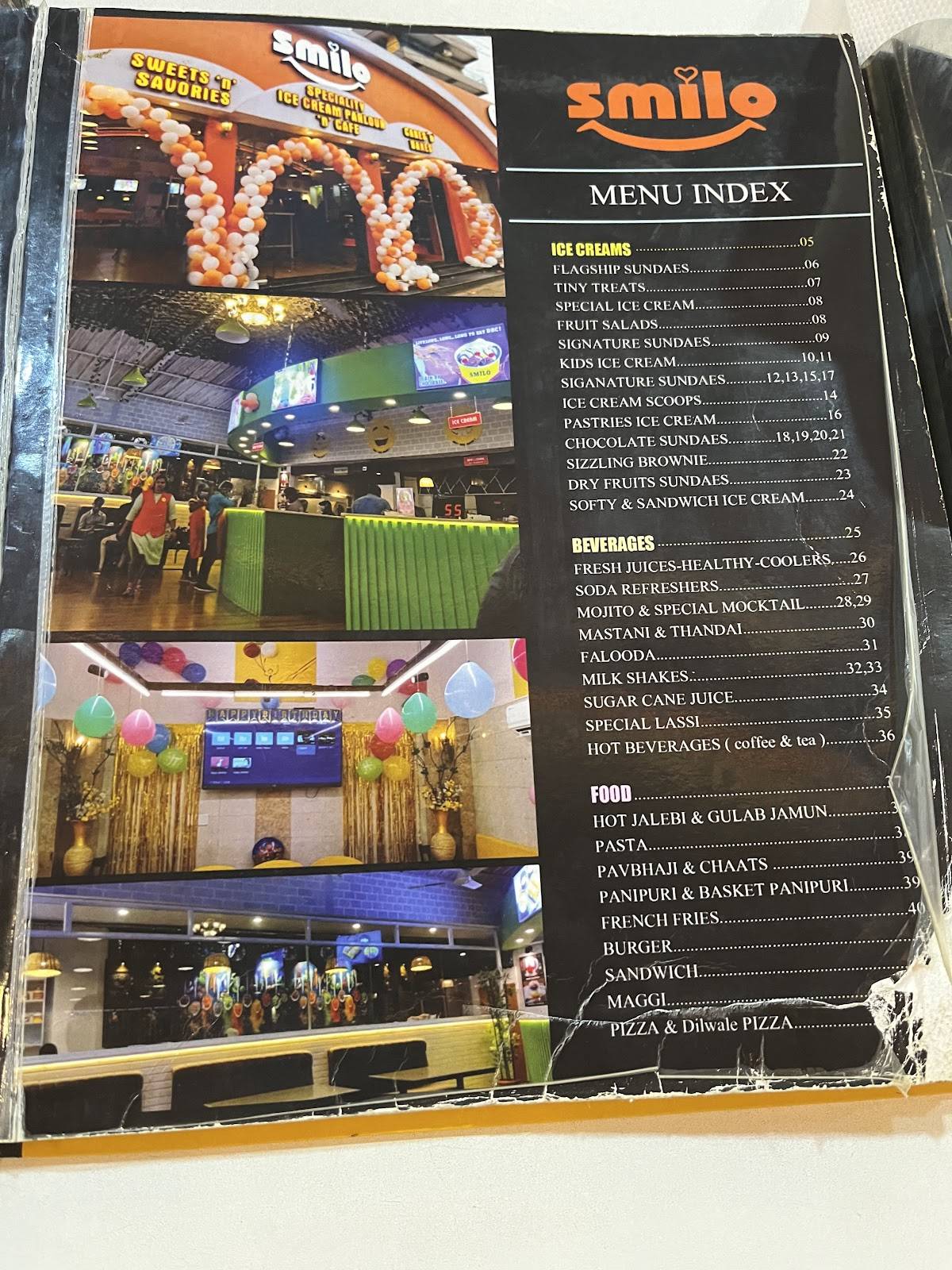 Smilo Ice Cream Parlour n Cafe menu