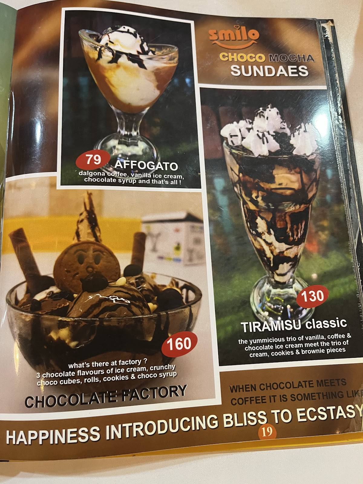 Smilo Ice Cream Parlour n Cafe menu
