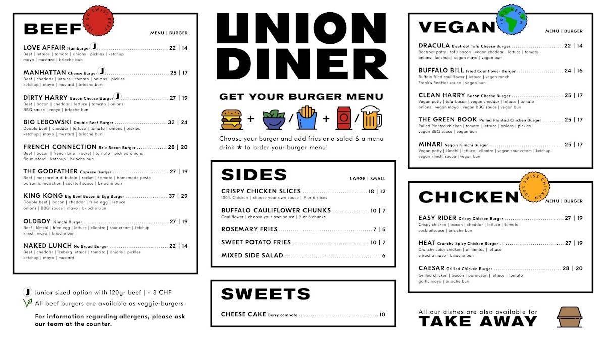 Menu di Union Diner Stauffacher 