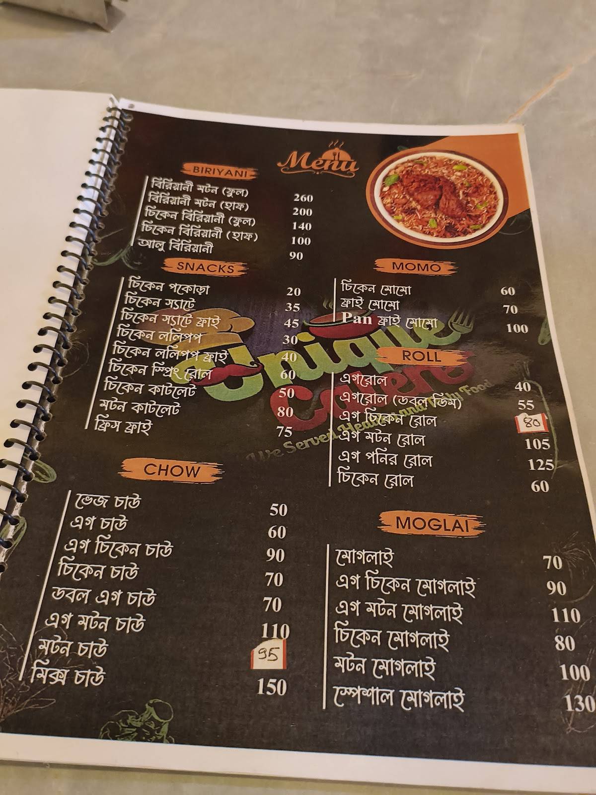 Unique resturent menu