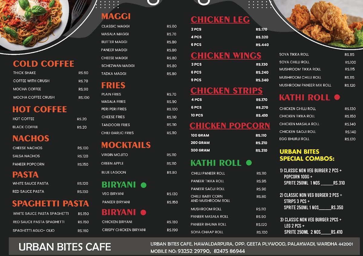 Urban bites cafe wardha menu