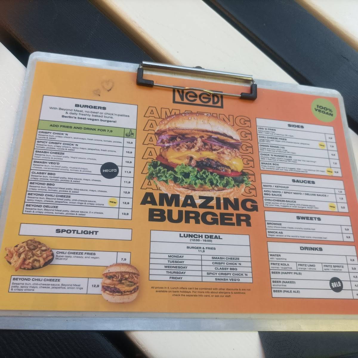 Menu de VEG'D - Vegan Burgers - F-hain