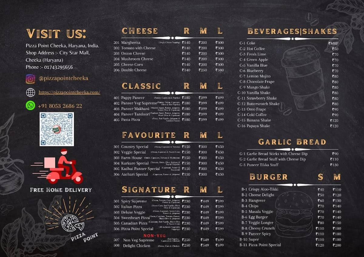 VIP Pizza menu
