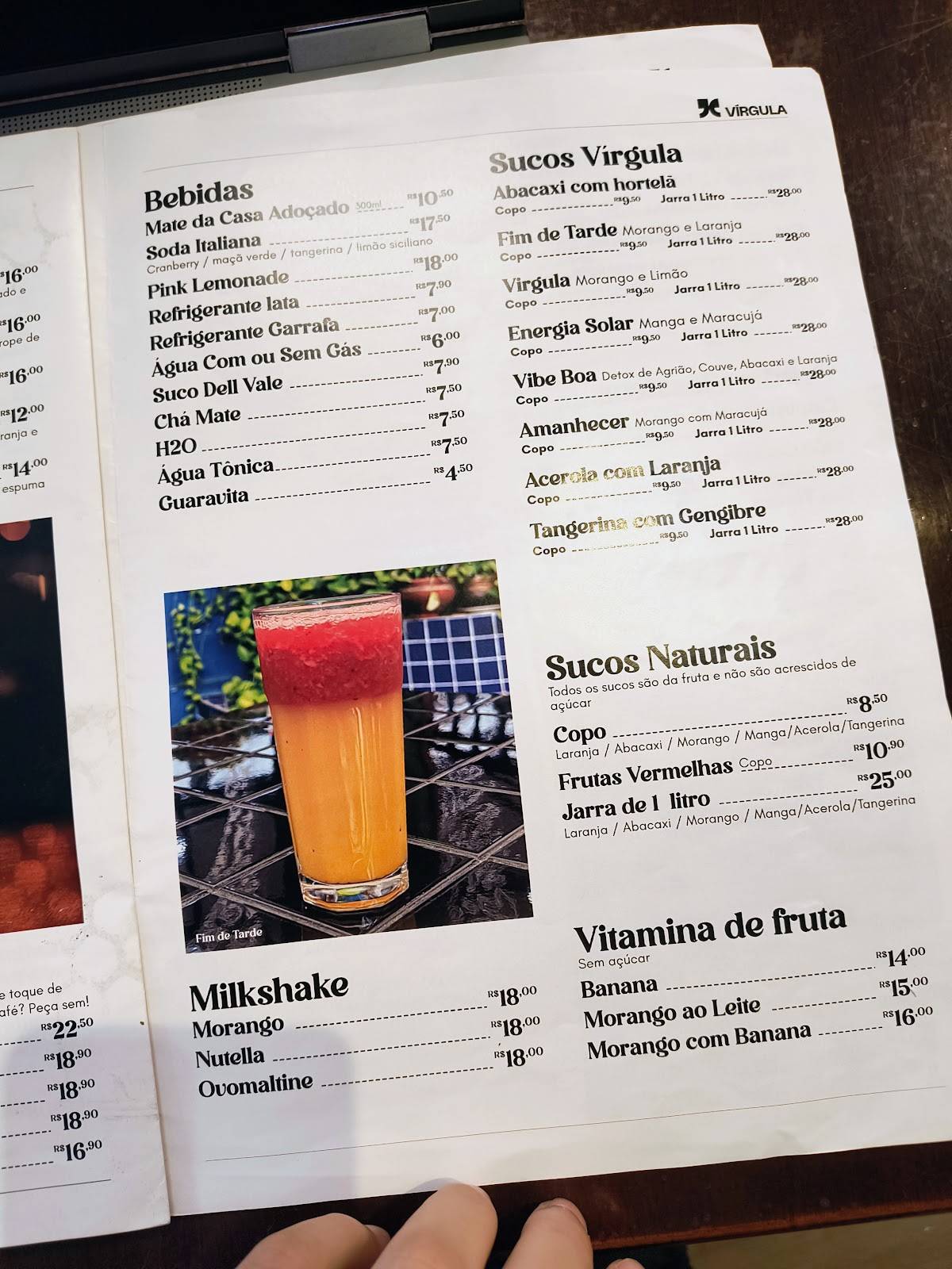 Emporio Vírgula cardápio