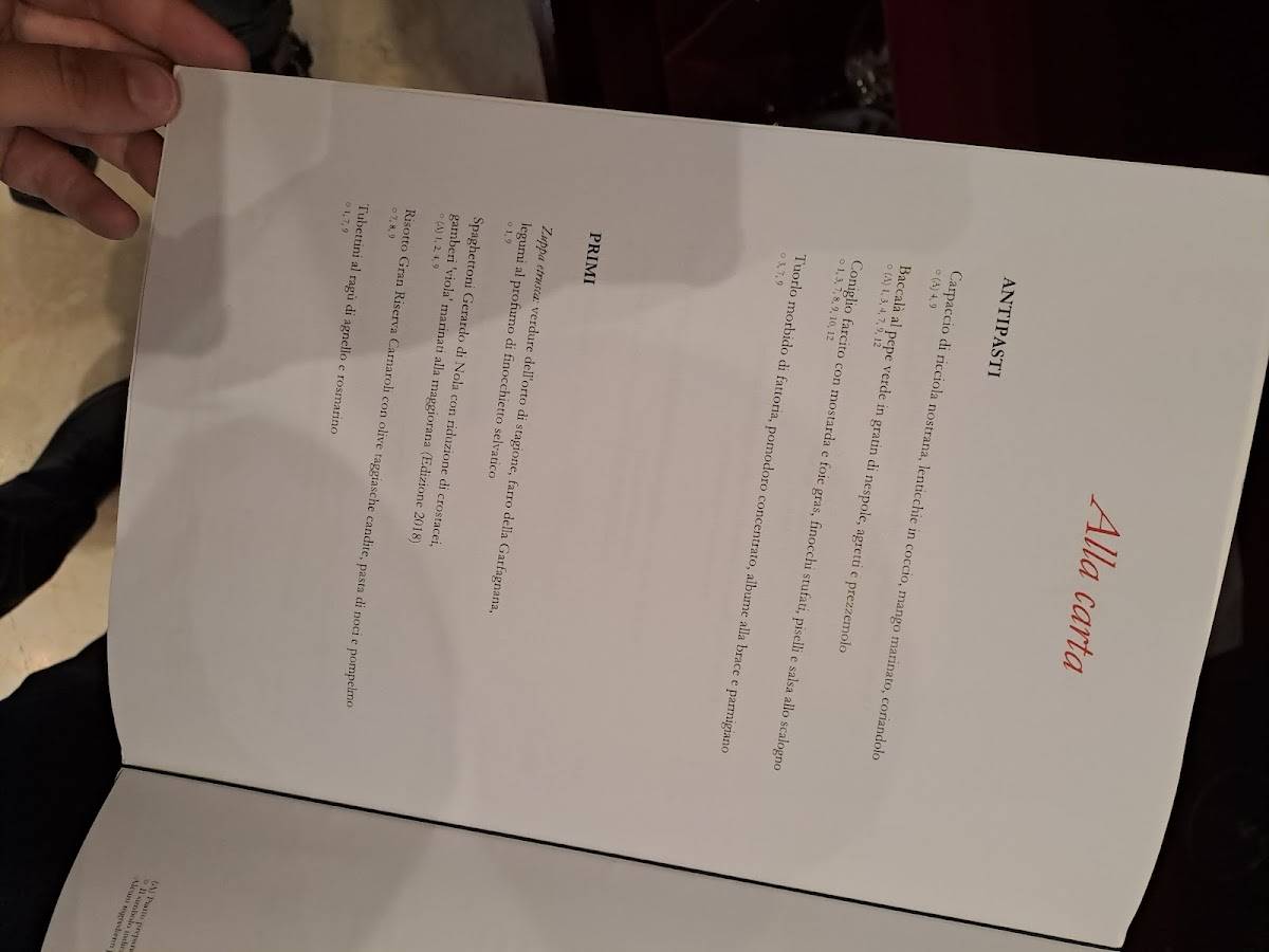 Menu di VOCE in Giardino 