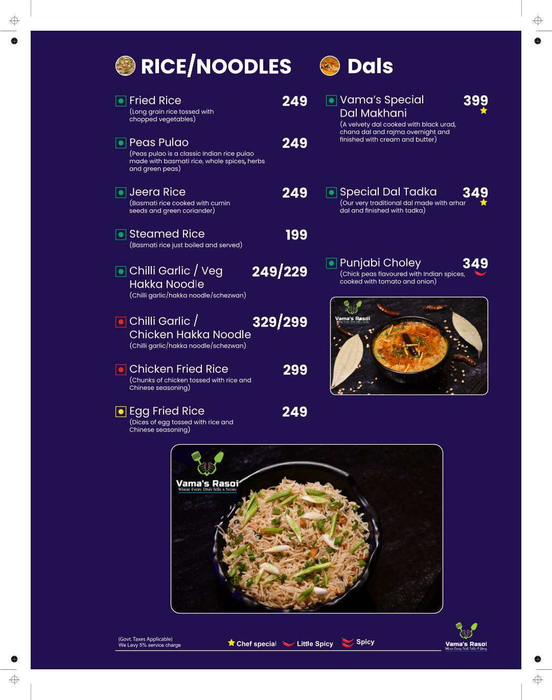 Vama's Rasoi menu