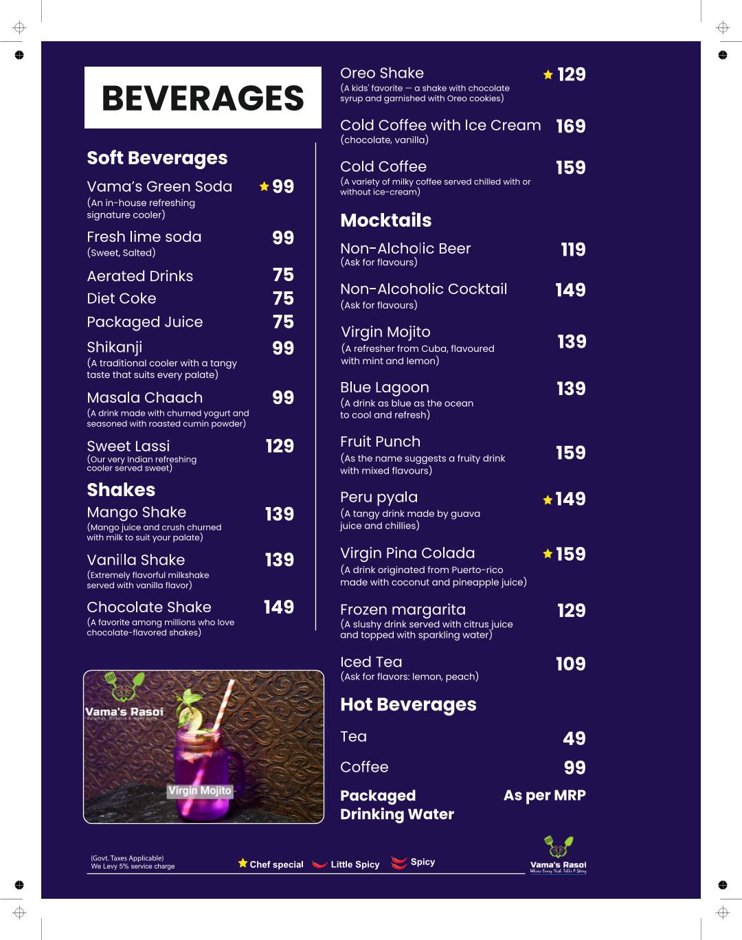 Vama's Rasoi menu